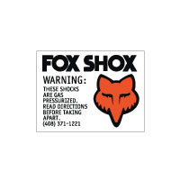 Fox Gas Shox warning decal sticker