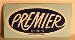 Premier Helmets dark blue / white lettering decal sticker