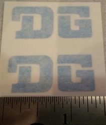 DG 1 3/8" x 5/8" light blue die cut sticker decal set